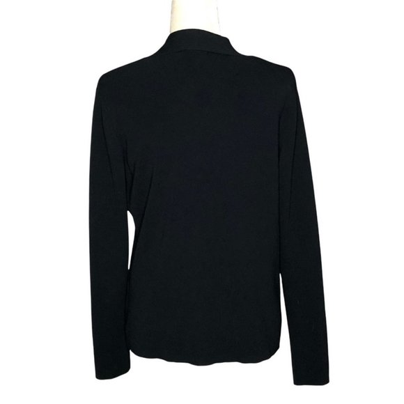 Scott Taylor Open Front Cardigan Black Ribbed Knit Women's Size Large - Picture 4 of 10